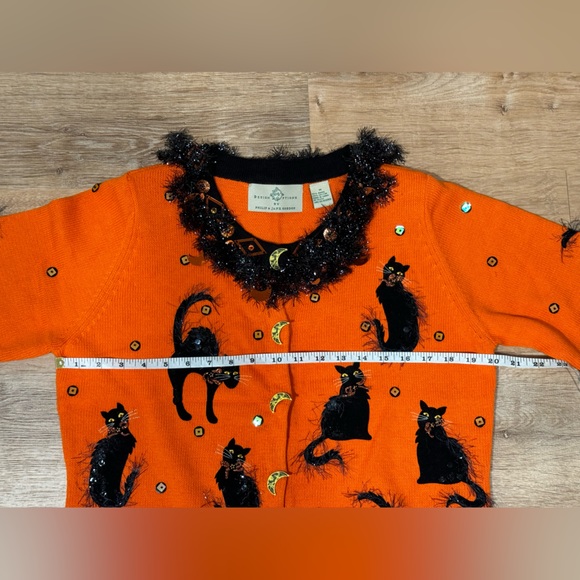NEW Design Options by Philip and Jane Gordon Black Cat Cardigan Size M - Picture 13 of 14